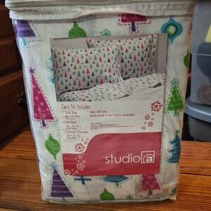 Studio Colorful Christmas Tree Twin Sheet Set